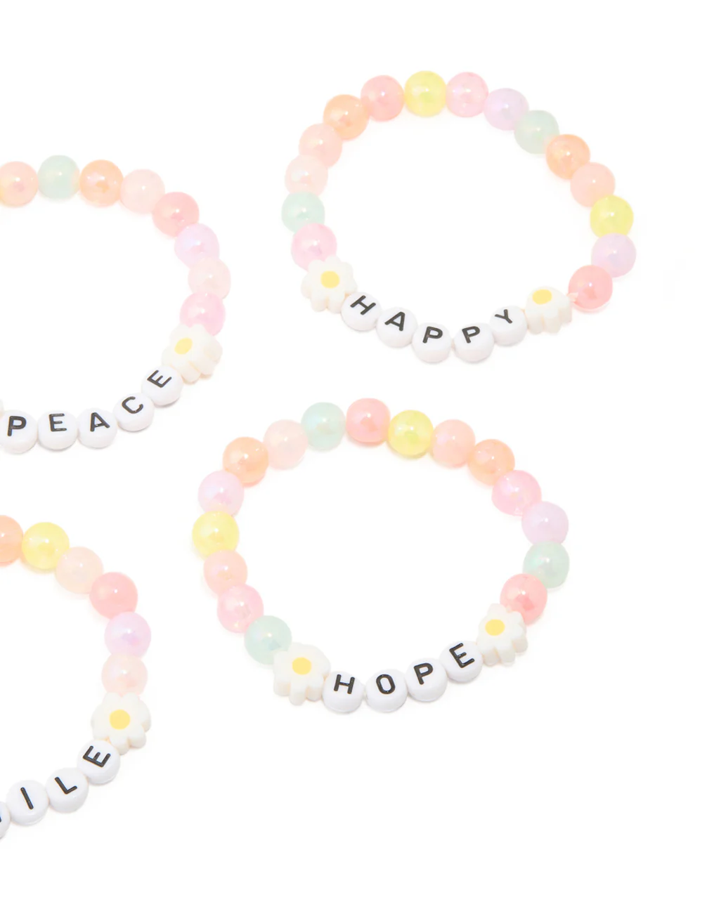 Kids Beaded Flower Best Friends Stretch Bracelets 5-Pack - Image 3