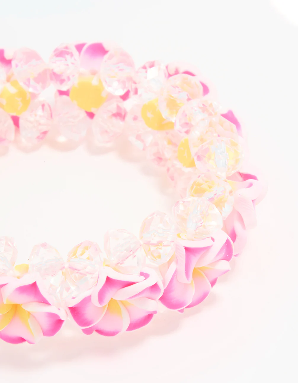 Kids Beaded Frangipani Flower Stretch Bracelet - Image 2