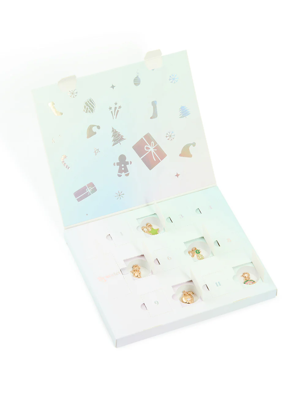Kids Blue Gold Charm Bracelet 12-Day Advent Calendar - Image 3