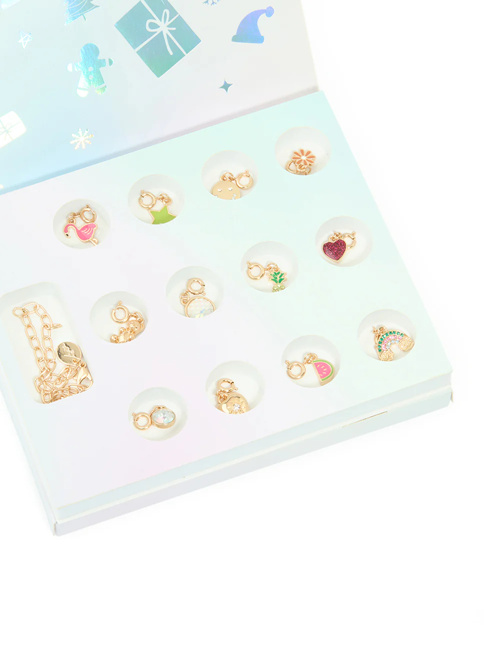 Kids Blue Gold Charm Bracelet 12-Day Advent Calendar - Image 4