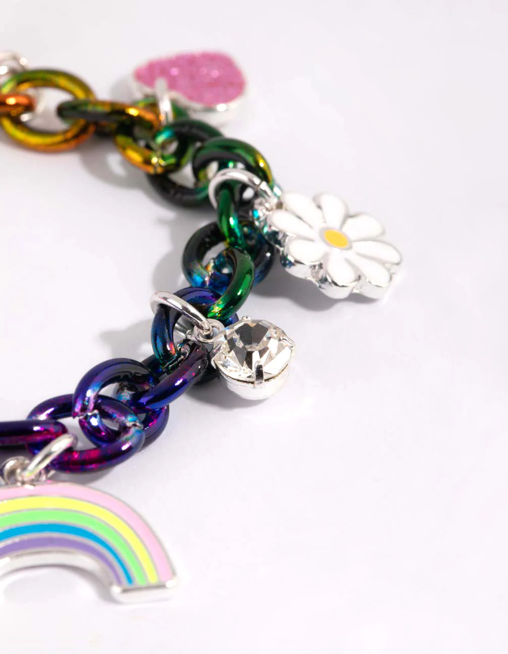 Kids Matte Rainbow Ombre Charm Bracelet - Image 2