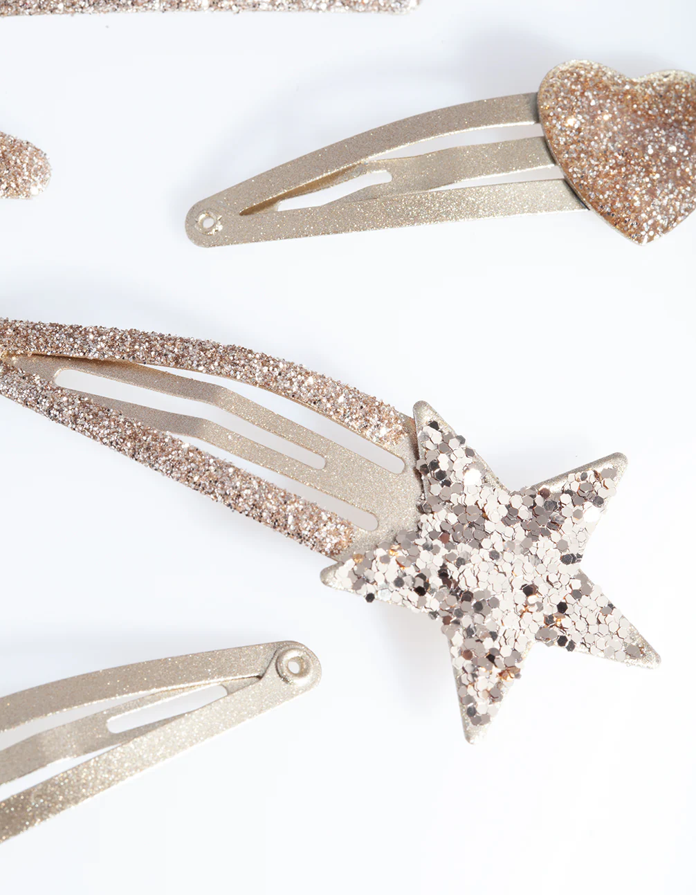 Kids Gold Glitter Star Hair Clip Pack - Image 2