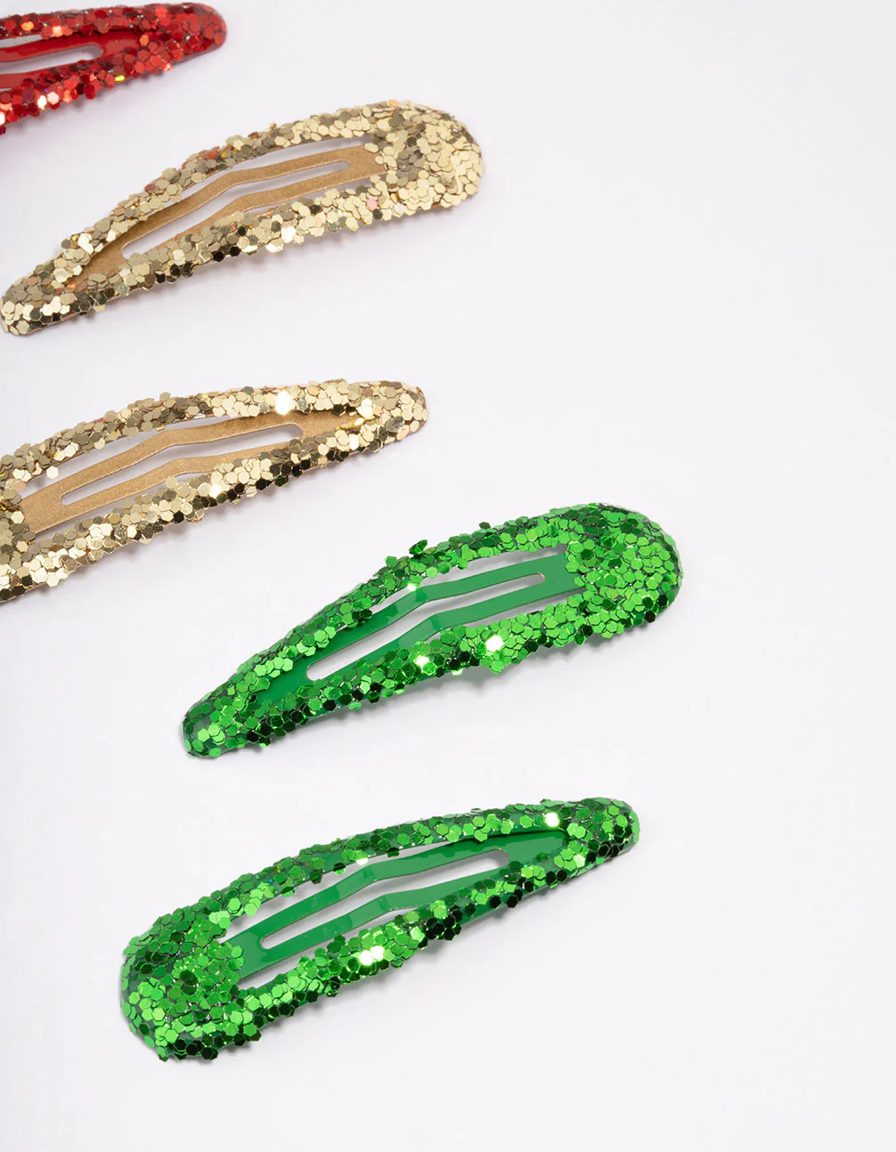 Kids Christmas Glitter Hair Snaps 6-Pack - Image 2