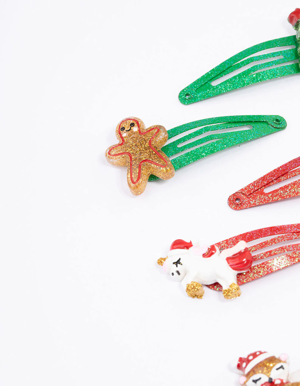 Kids Christmas Glittery Hair Snaps 6-Pack - Image 2
