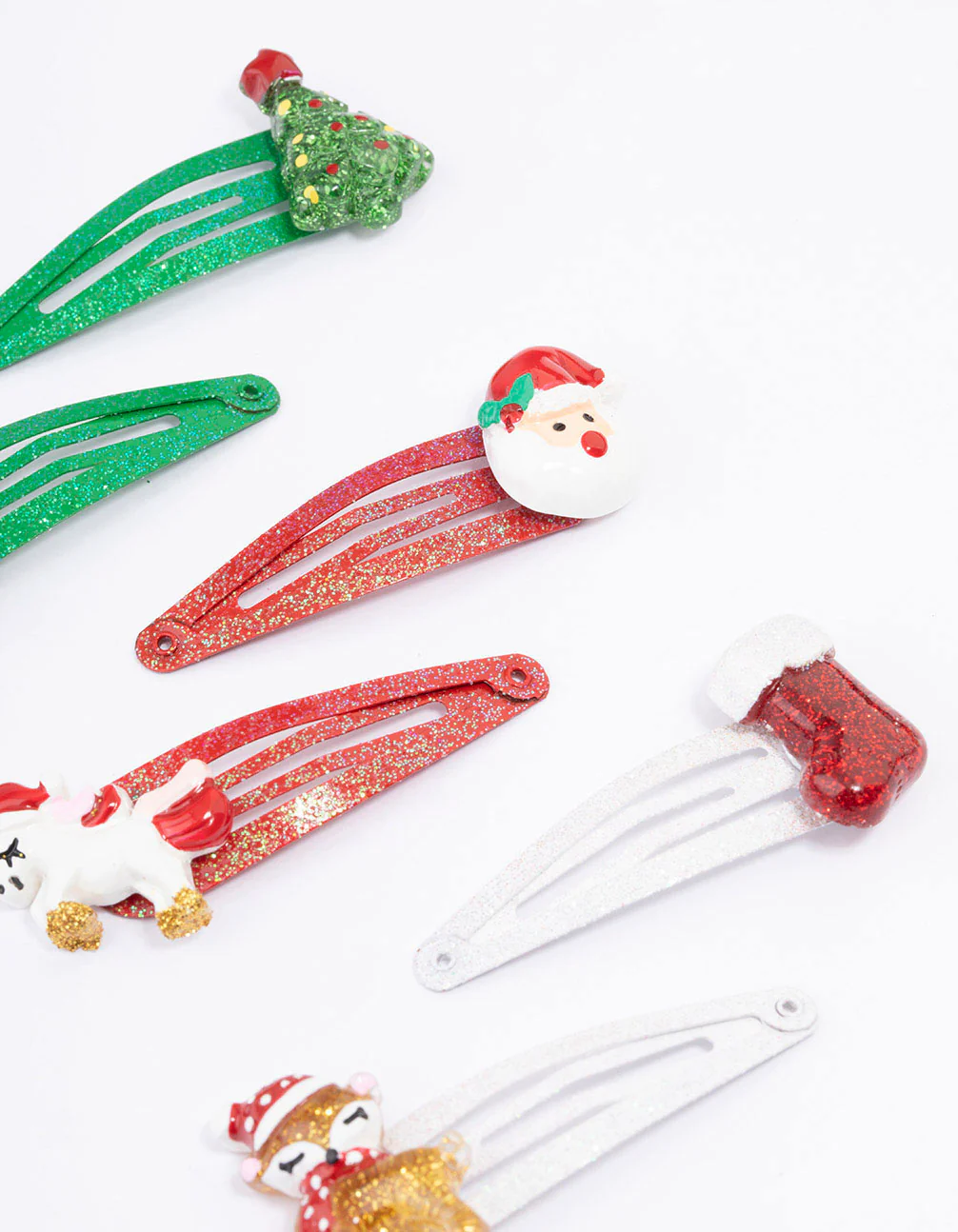 Kids Christmas Glittery Hair Snaps 6-Pack - Image 3