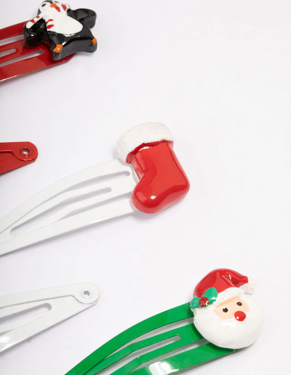 Kids Christmas Santa Hair Snaps 6-Pack - Image 2