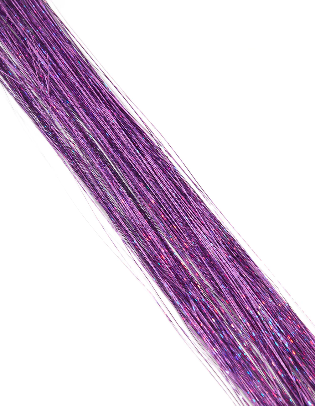 Kids Fabric Shell Purple Tinsel Hair Clip - Image 3