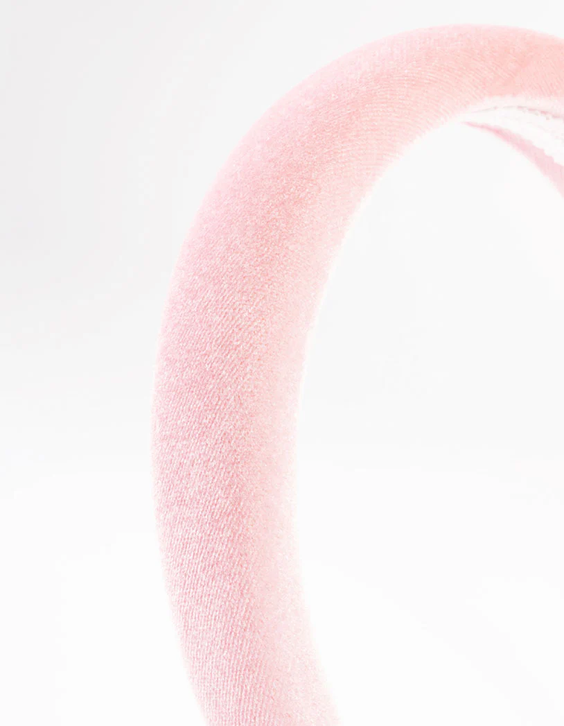 Kids Fabric Basic Pink Padded Headband - Image 2