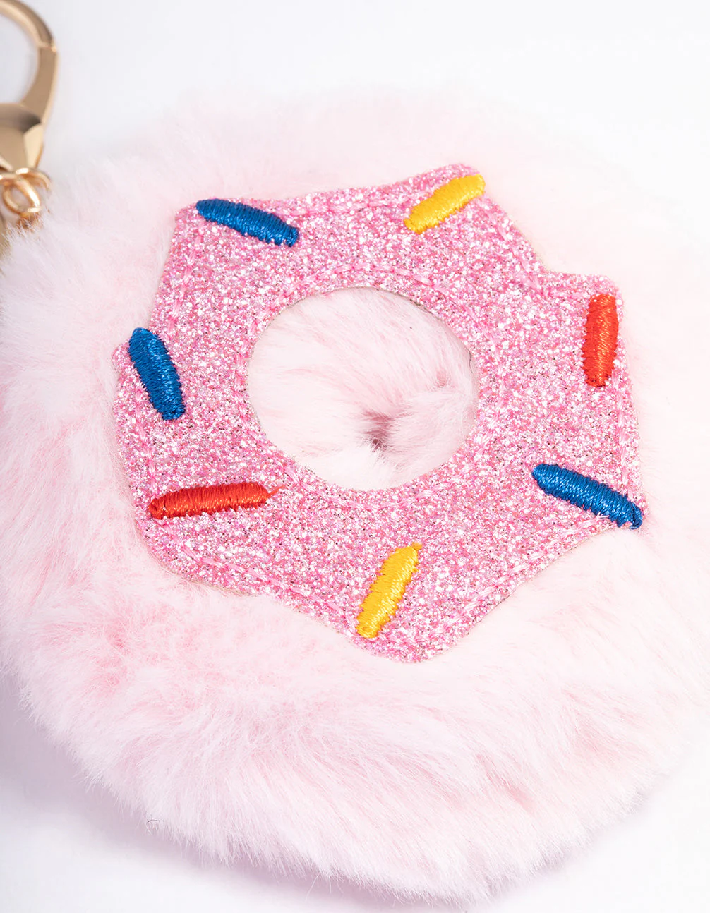 Kids Pink Fabric Donut Key Ring - Image 2