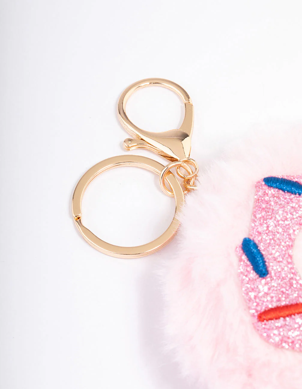 Kids Pink Fabric Donut Key Ring - Image 3