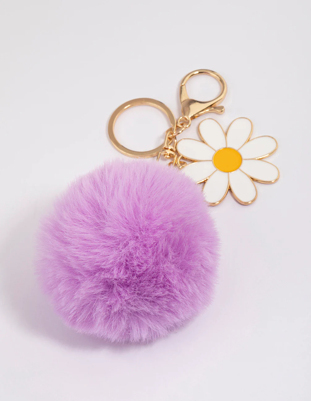 Kids Fabric Daisy Pom Pom Key Ring - Image 3