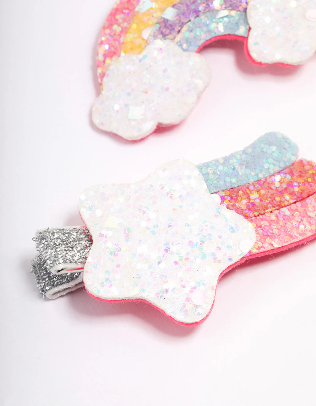 Kids Fabric Glitter Rainbow Hair Snaps Pack - Image 2