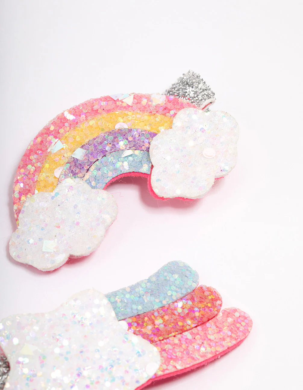 Kids Fabric Glitter Rainbow Hair Snaps Pack - Image 3