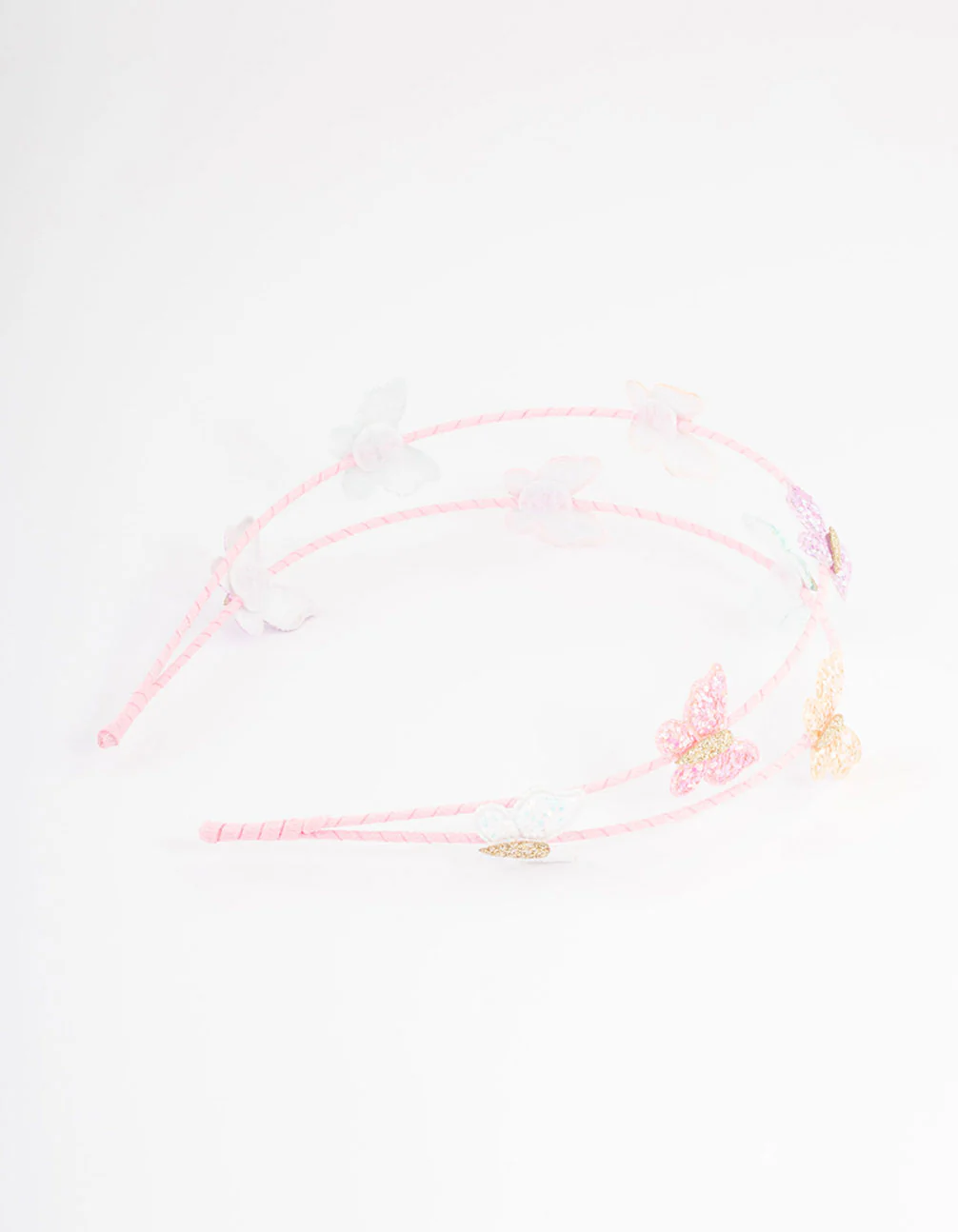 Kids Glitter Butterfly Headband 2-Row - Image 3