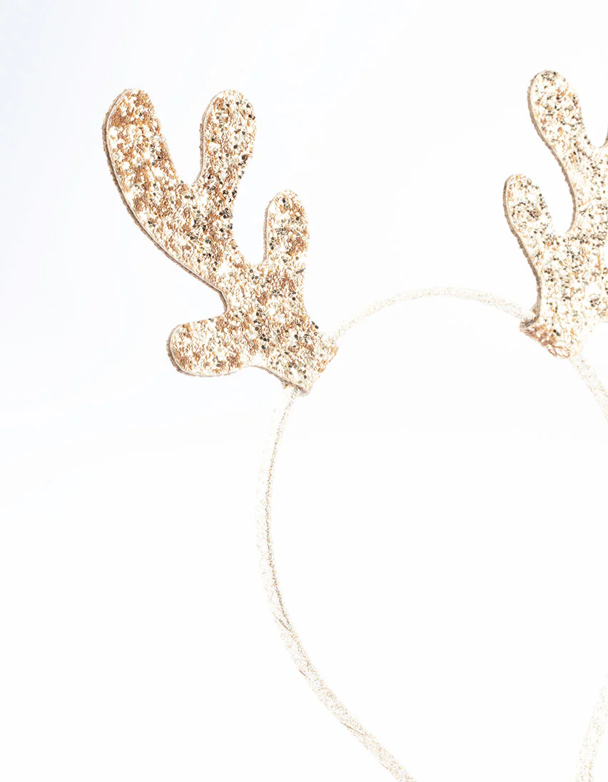 Kids Fabric Glitter Mini Antler Headband - Image 2