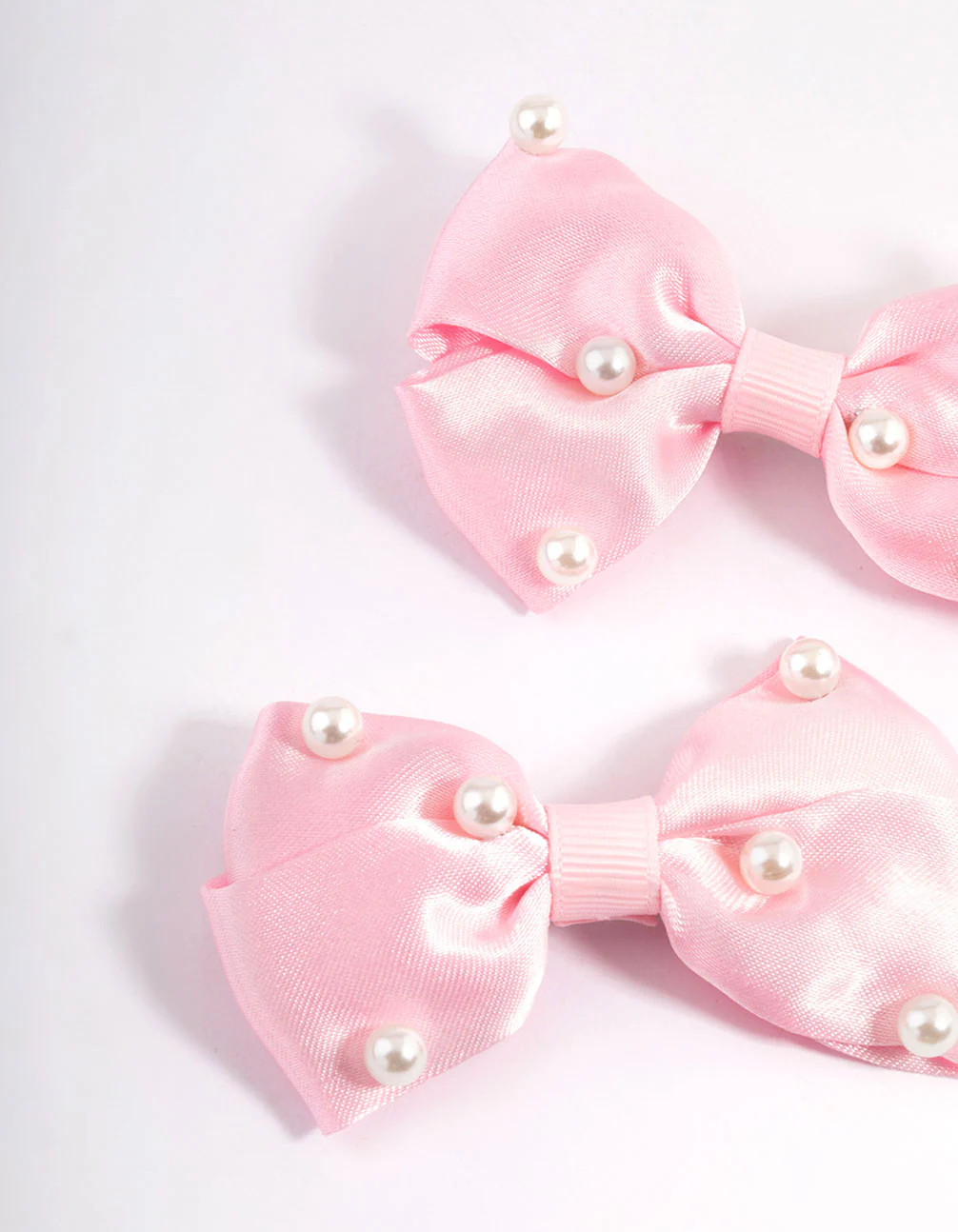 Kids Fabric Pearl Bow Hair Clip Pack - Image 2