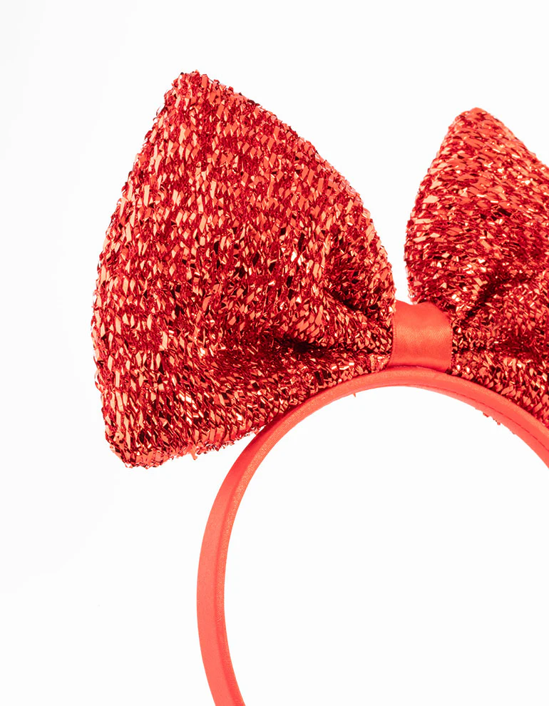 Kids Fabric Statement Sparkle Bow Headband - Image 2