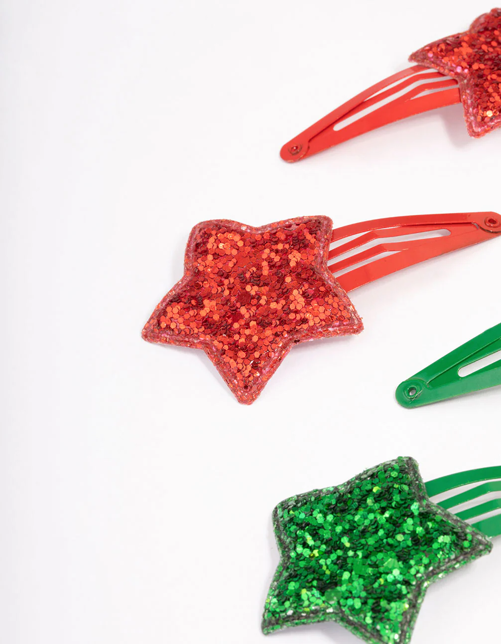 Kids Fabric Christmas Glitter Hair Snaps 6-Pack - Image 2