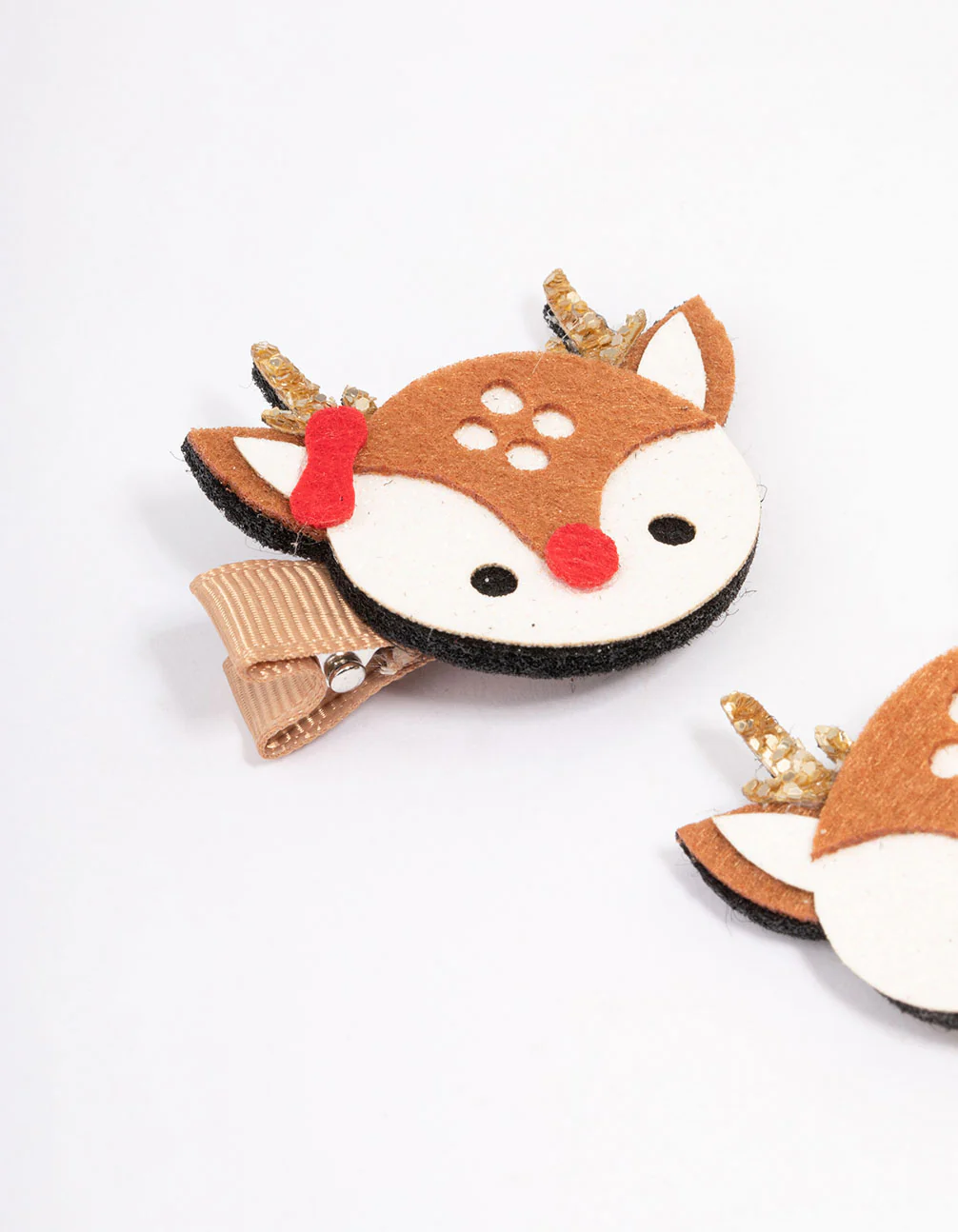 Kids Fabric Christmas Reindeer Hair Clips - Image 3