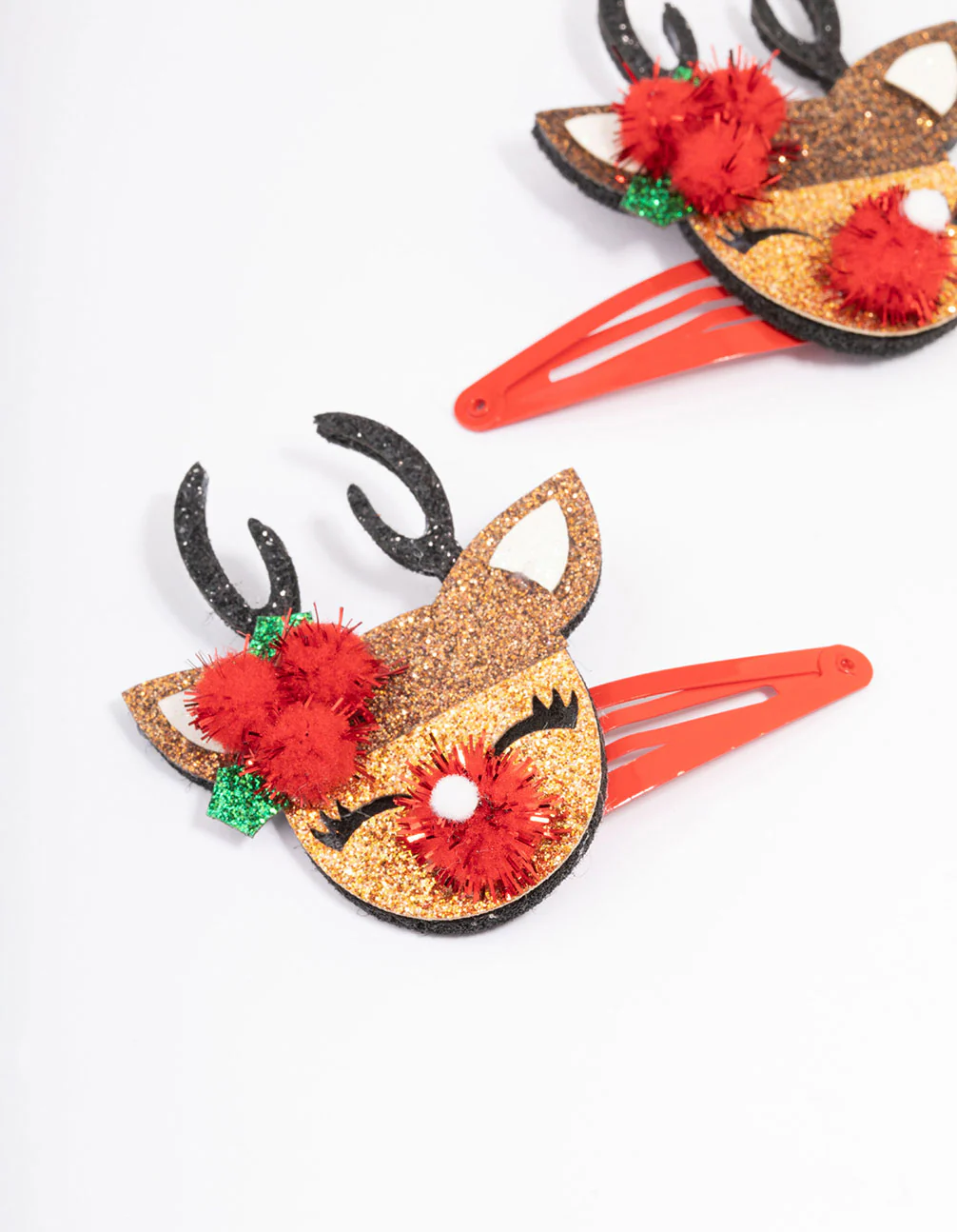 Kids Fabric Christmas Reindeer Hair Snaps Pack - Image 2