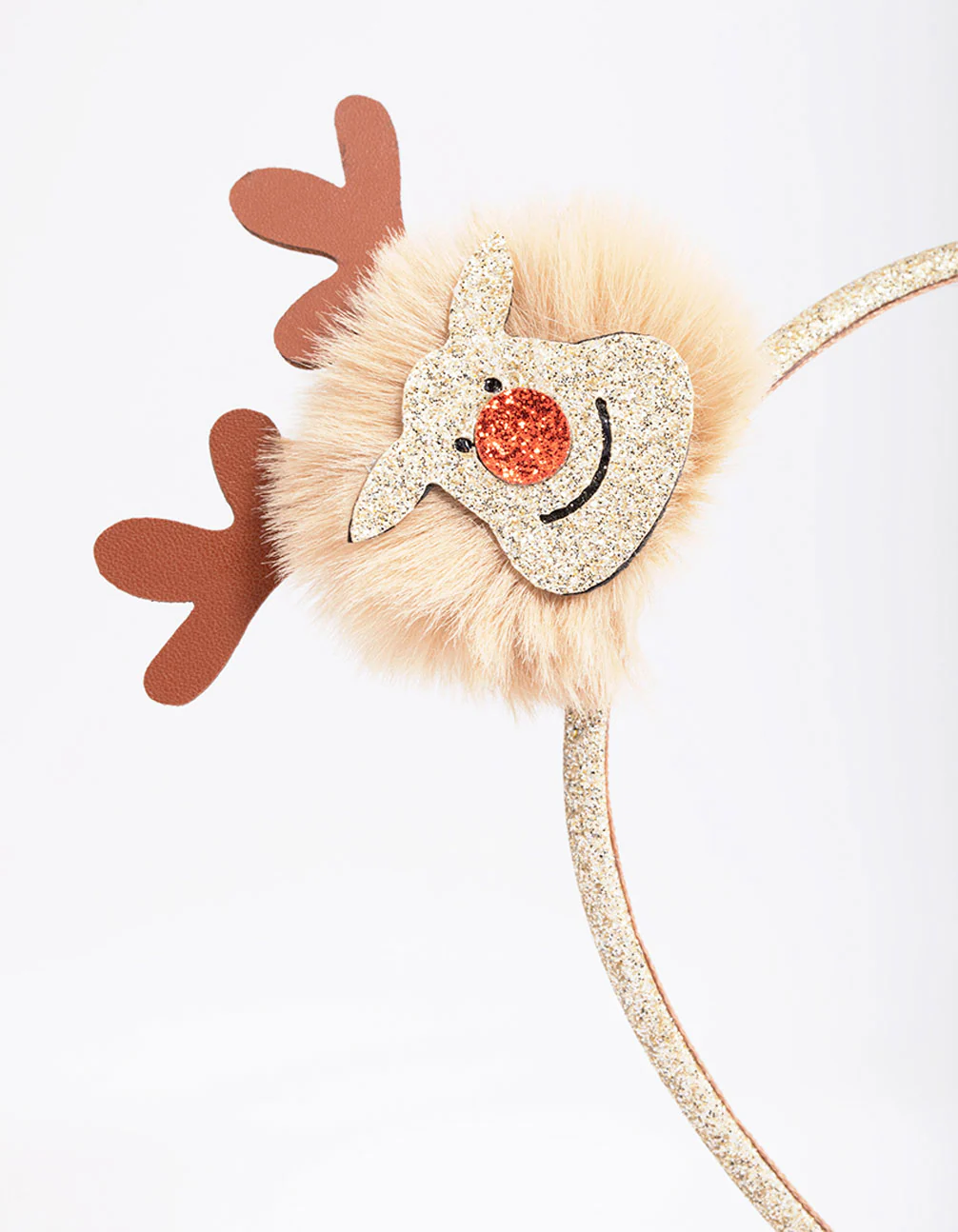 Kids Fabric Christmas Reindeer Pom Pom Headband - Image 2