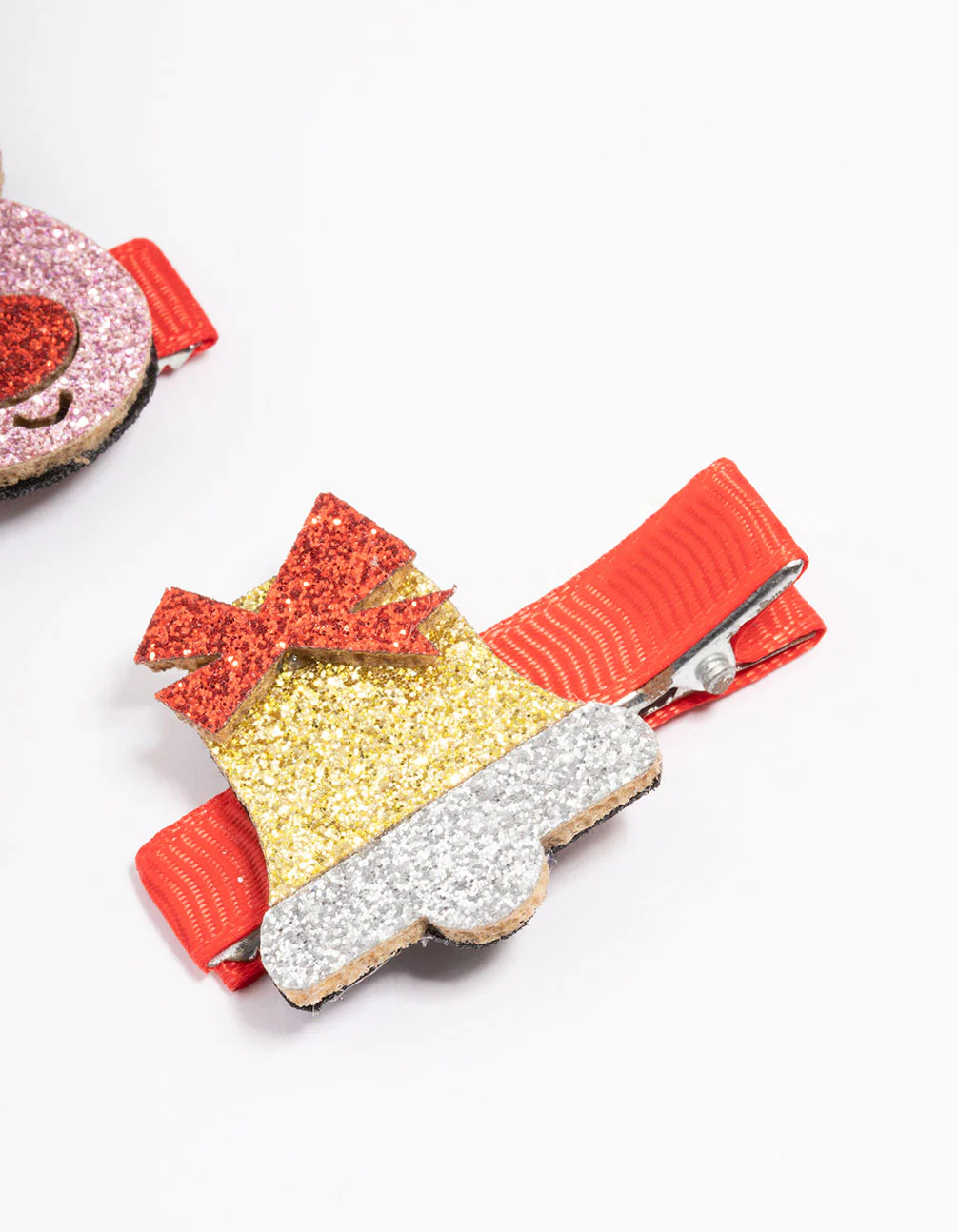 Kids Fabric Christmas Reindeer & Ball Hair Clips - Image 2
