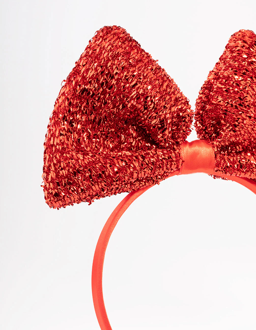 Kids Fabric Christmas Statement Sparkly Bow Headband - Image 2