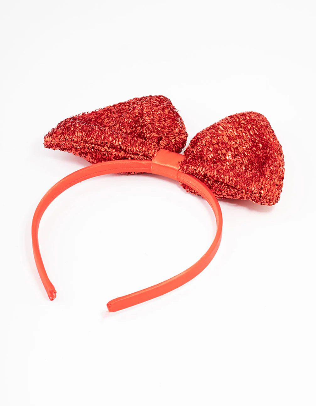 Kids Fabric Christmas Statement Sparkly Bow Headband - Image 3