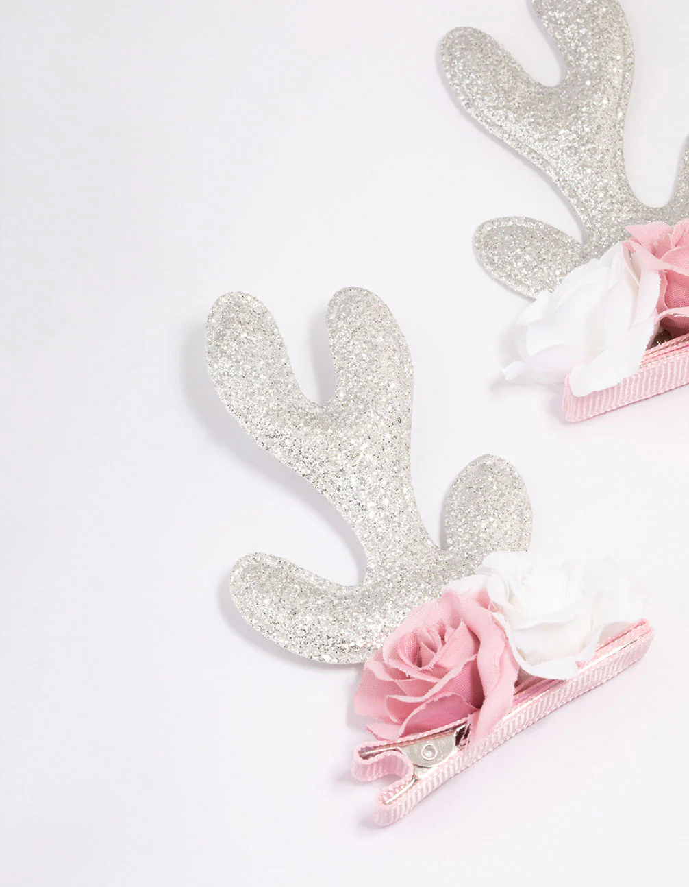 Kids Fabric Christmas Rose Reindeer Hair Clips - Image 3