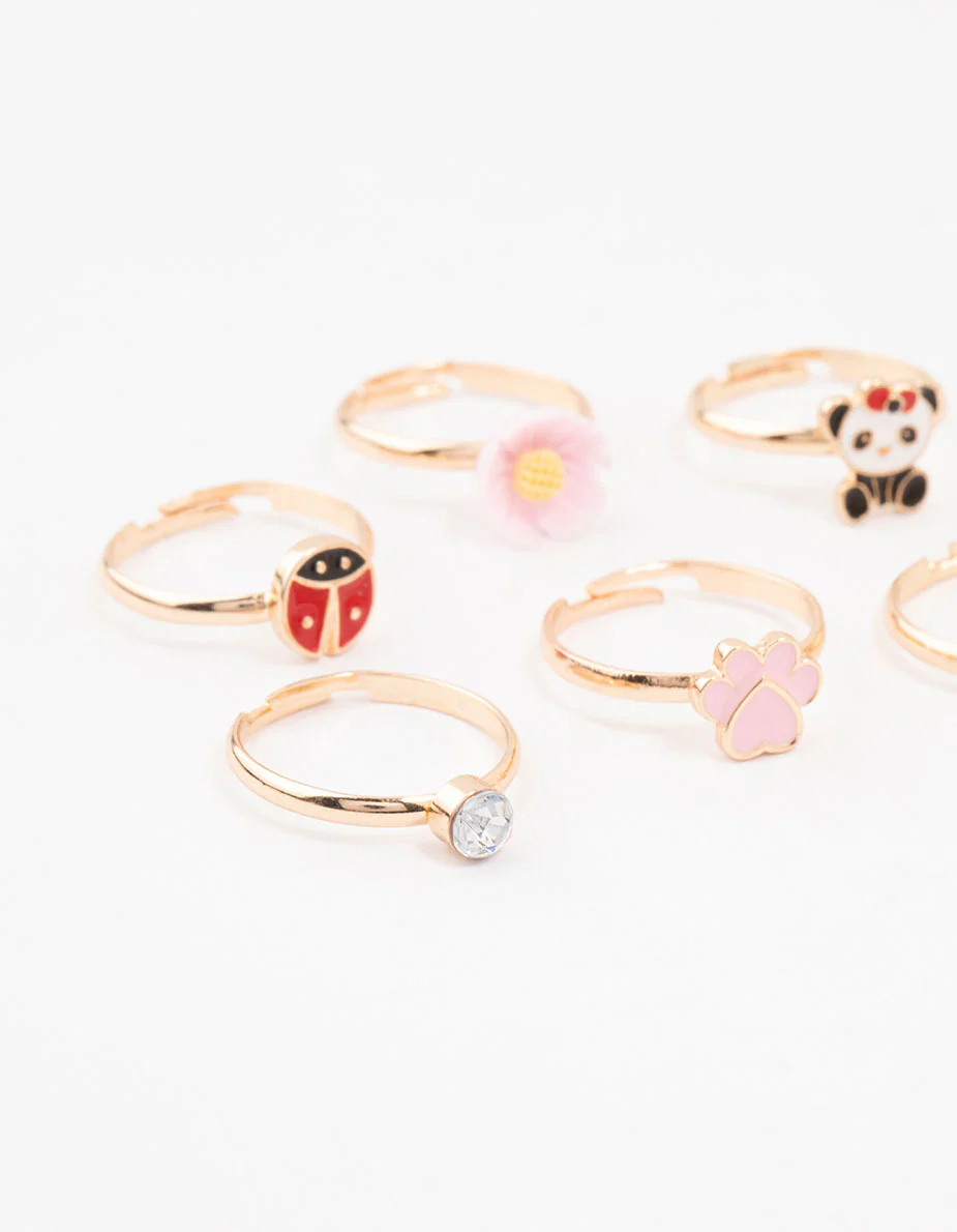 Kids Gold Animal Stacking Ring Pack - Image 2