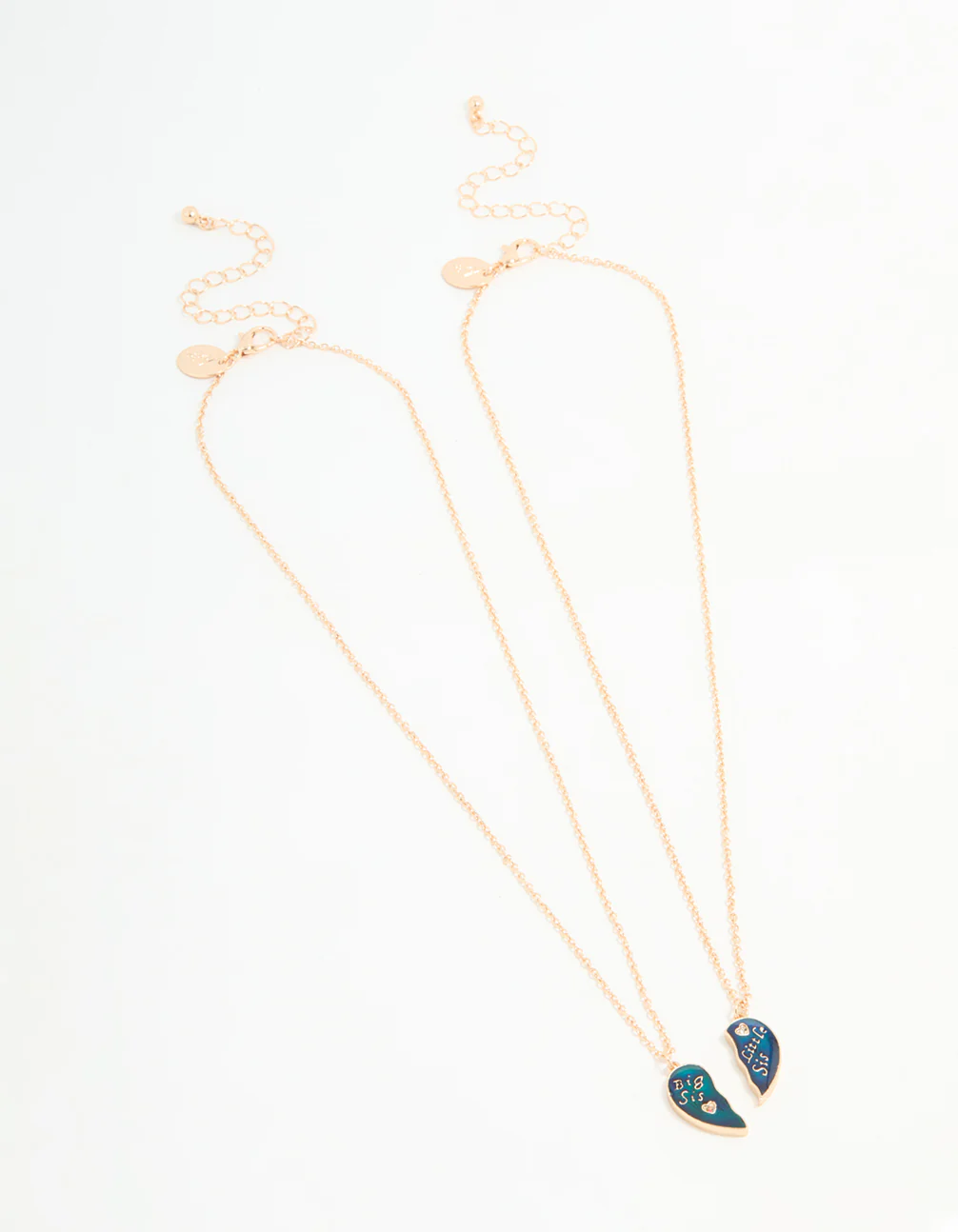 Kids Gold Big & Lil Sis Mood Pendant Necklace Set - Image 2