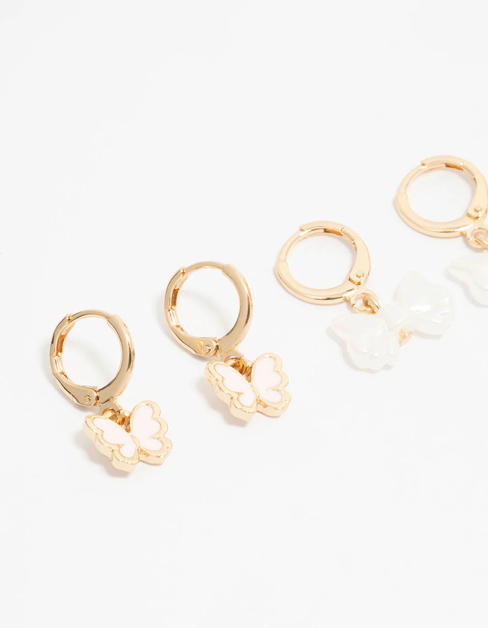 Kids Gold Bow & Heart Huggie Earrings 3-Pack - Image 2