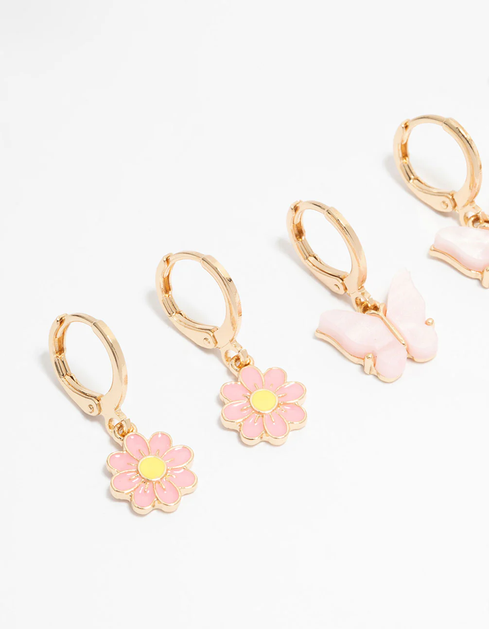 Kids Gold Bunny & Butterfly Huggie Earrings 3-Pack - Image 2