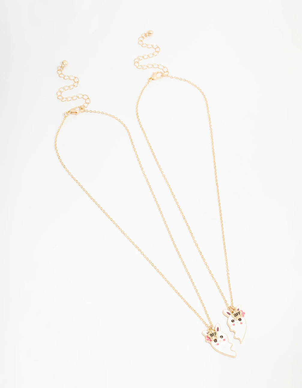 Kids Gold Bunny Heart BFF Pendant Necklaces 2-Pack - Image 2
