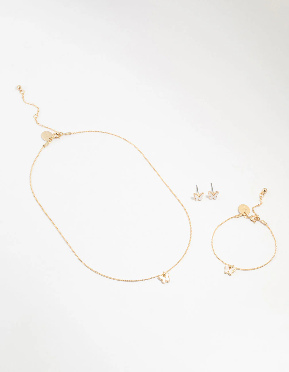 Kids Gold Butterfly Necklace & Earrings & Wrist Cuff Set - Image 2