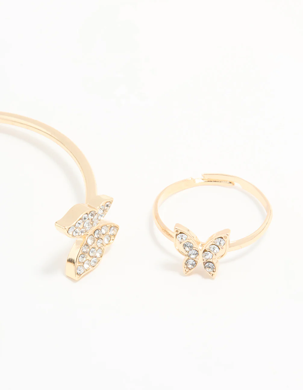 Kids Gold Butterfly Ring & Wrist Cuff Set - Image 2