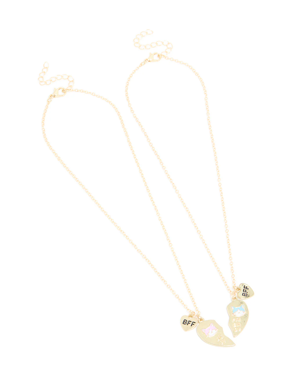 Kids Gold Cat BFF Heart Necklace Pack - Image 2