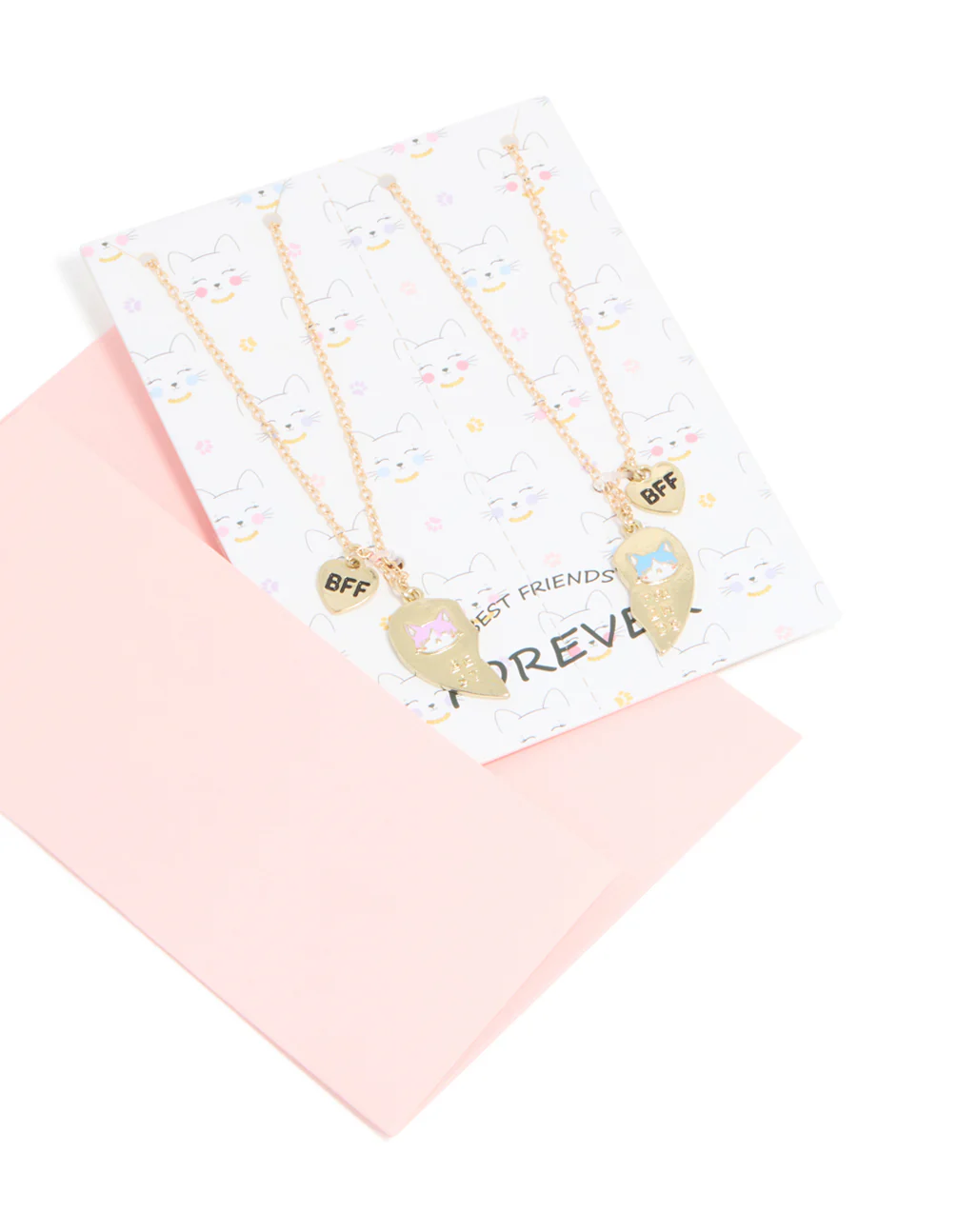 Kids Gold Cat BFF Heart Necklace Pack - Image 3
