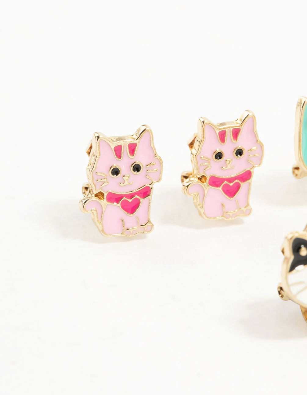 Kids Gold Cat Clip On Earrings 5-Pack - Image 2