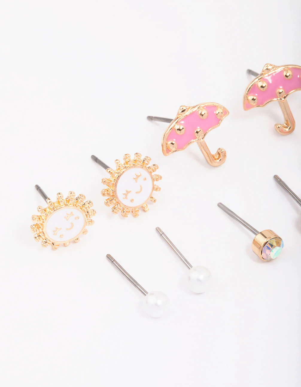 Kids Gold Cloud Sun Stud Earring 6-Pack - Image 2