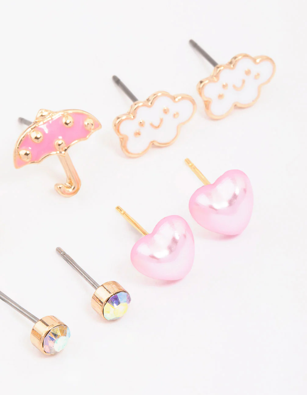 Kids Gold Cloud Sun Stud Earring 6-Pack - Image 3