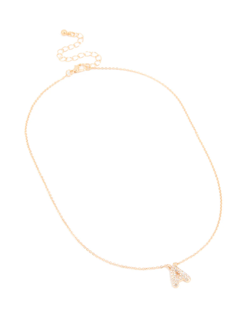Kids Gold Cubic Zirconia Letter A Necklace - Image 3