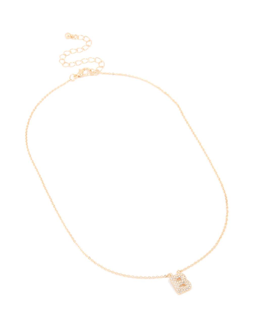 Kids Gold Cubic Zirconia Letter B Necklace - Image 3