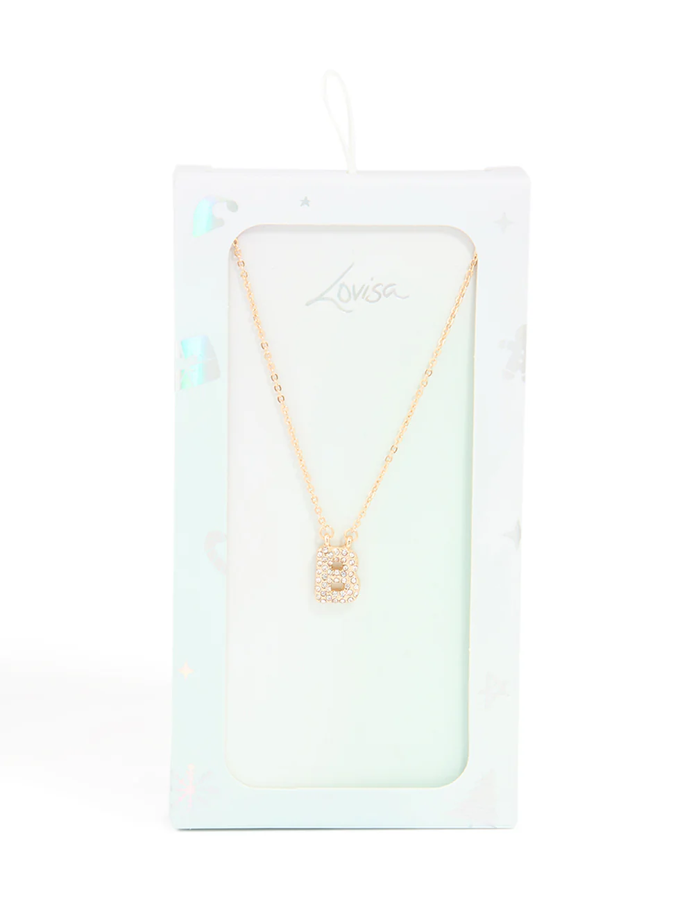 Kids Gold Cubic Zirconia Letter B Necklace - Image 5
