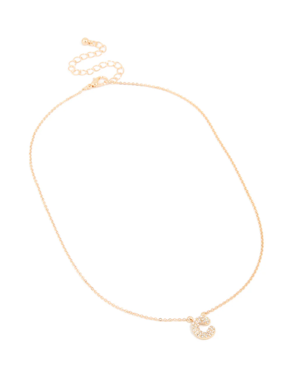 Kids Gold Cubic Zirconia Letter C Necklace - Image 3