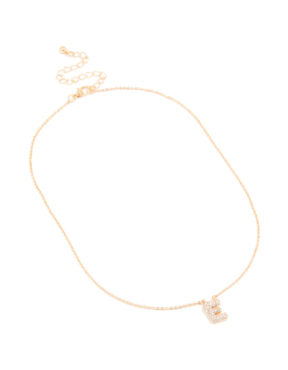 Kids Gold Cubic Zirconia Letter E Necklace - Image 3