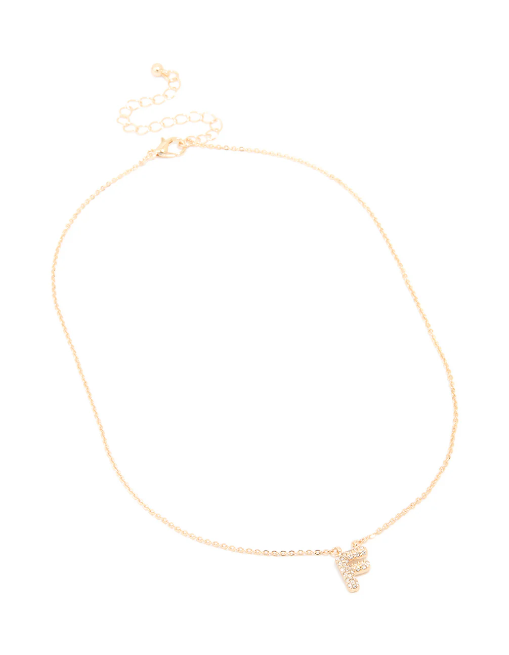 Kids Gold Cubic Zirconia Letter F Necklace - Image 3
