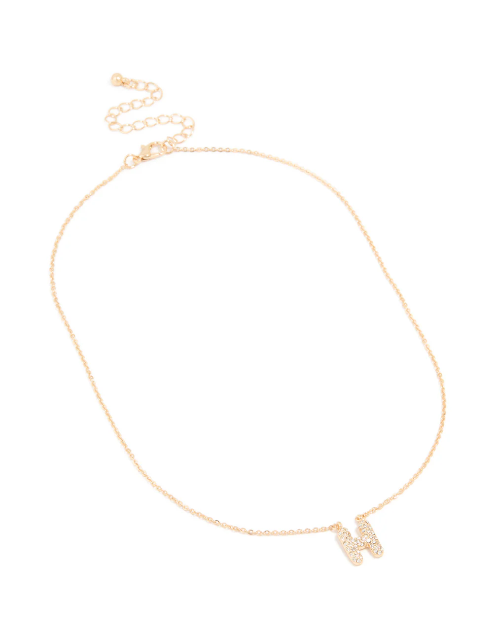 Kids Gold Cubic Zirconia Letter H Necklace - Image 3
