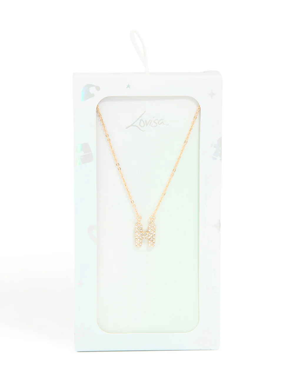 Kids Gold Cubic Zirconia Letter H Necklace - Image 5