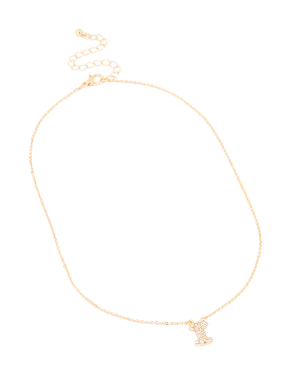 Kids Gold Cubic Zirconia Letter I Necklace - Image 3